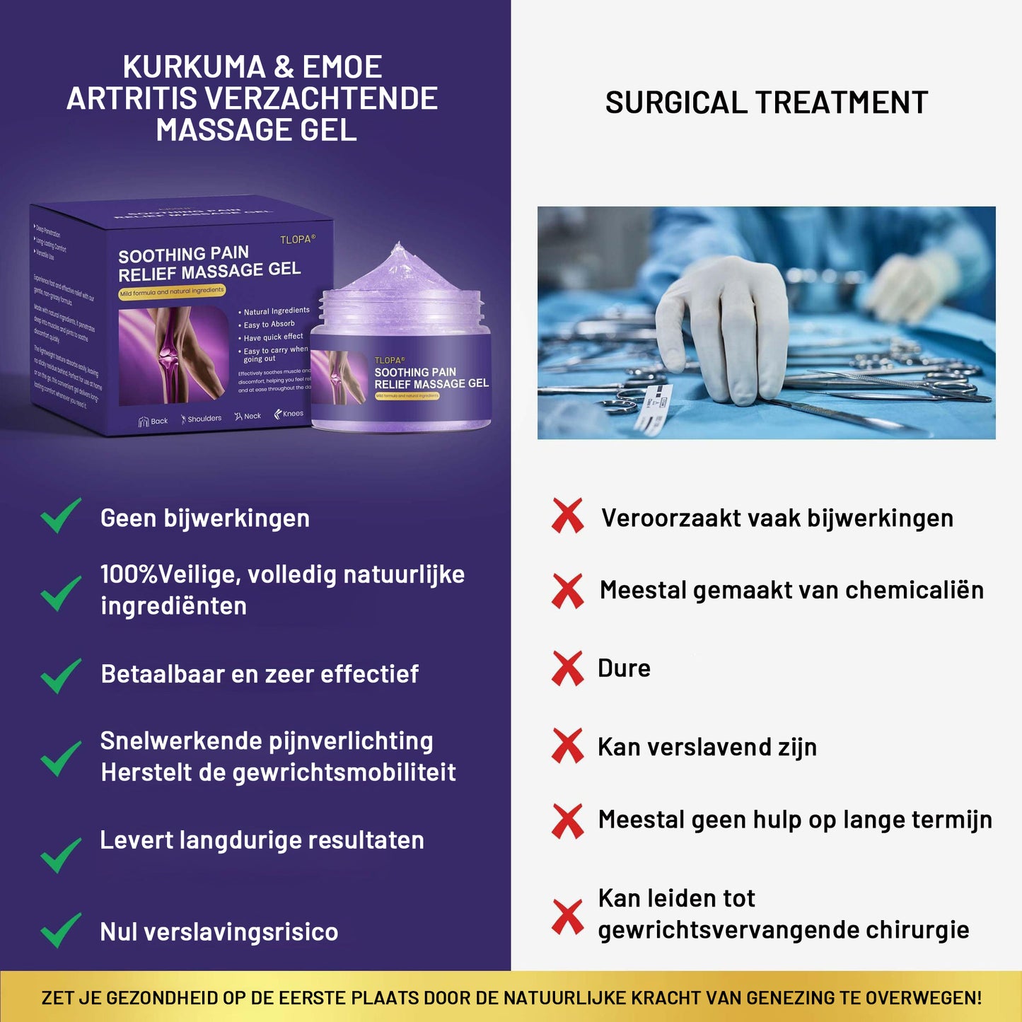 [Officiële winkel]🌟 TLOPA® Natuurlijke pijnstillende gel – 💪Snel absorberend en langdurig comfort voor pijnlijke spieren en gewrichten🌱